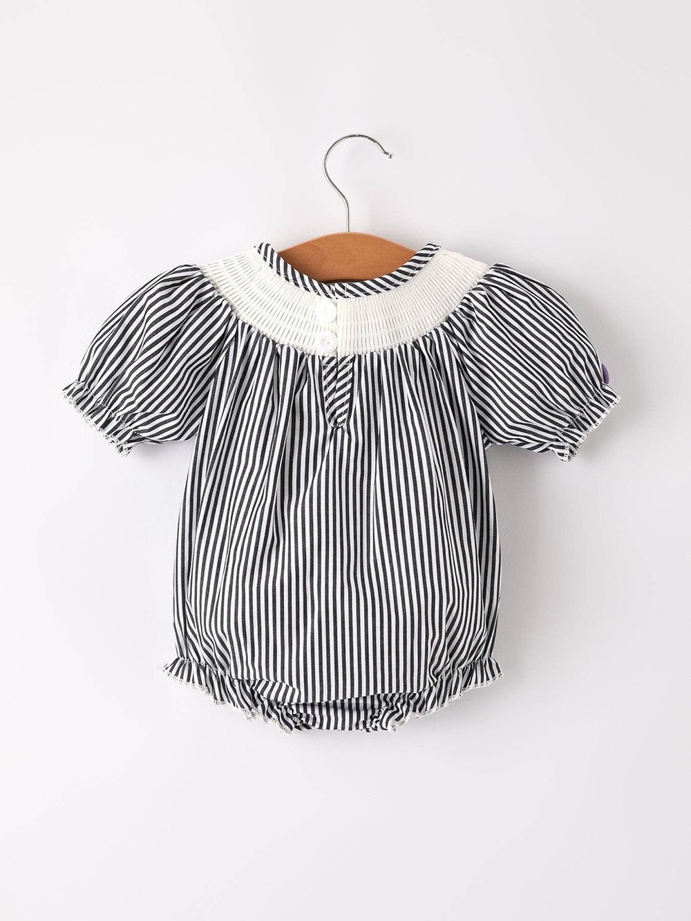 Rylee Faith Designs Smocked Halloween Striped Bubble Romper 3 12 18 months - Picture 2 of 5